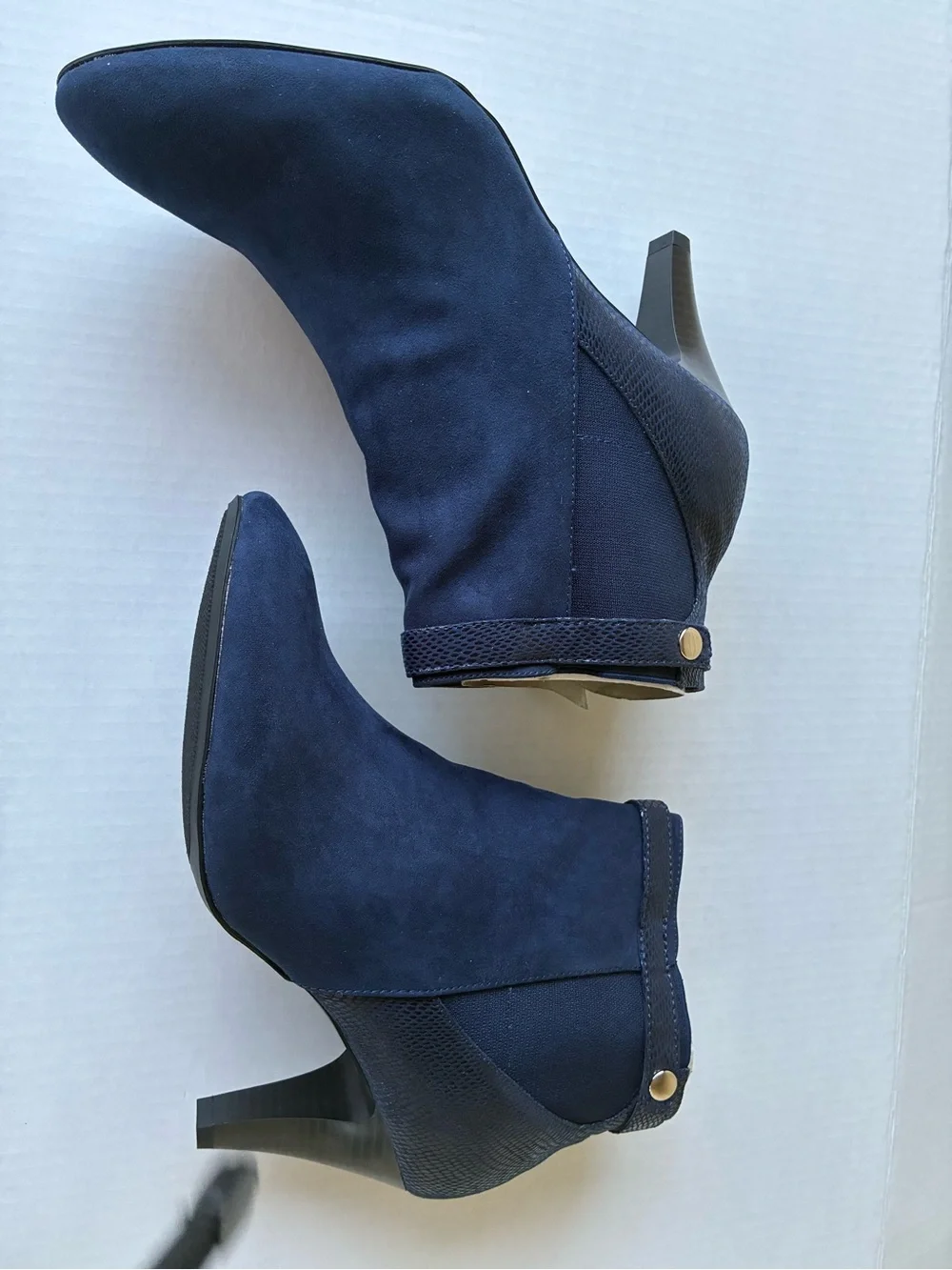 Women’s Navy Faux Suede Ankle Booties - Sleek Heeled Design